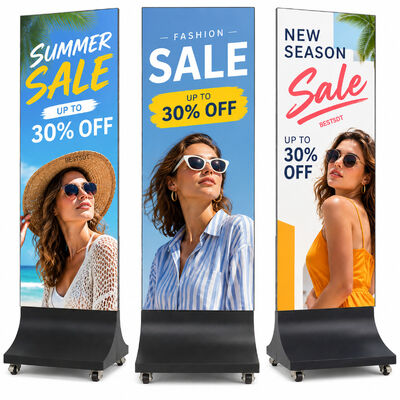 Qualidade  Outdoor LED Poster Display 640x1600mm P2.5 4500nits IP65 Weatherproof Advertising Screen Fábrica