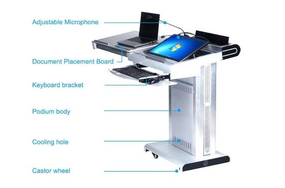 Digital Multimedia Podium Audio Visual Smart Lectern Com Microfone E Alto-falante