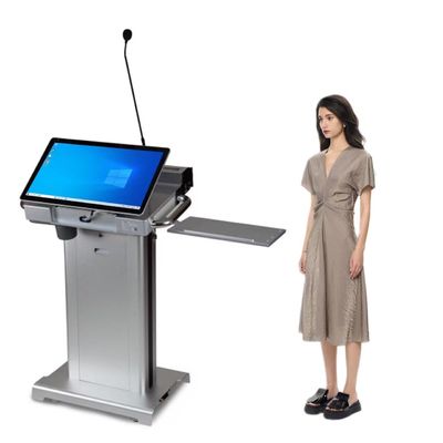 Digital Multimedia Podium Audio Visual Smart Lectern Com Microfone E Alto-falante
