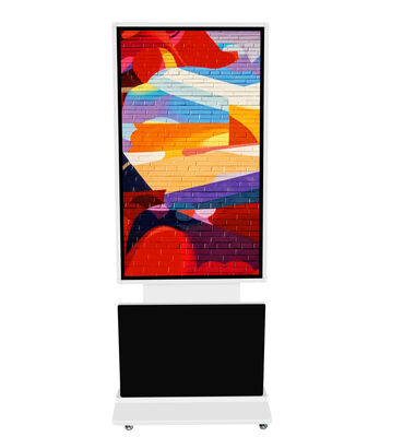 55 polegadas de rotação piso de pé touch screen quiosque com Win 10 sistema e 350 Cd / m2 brilho