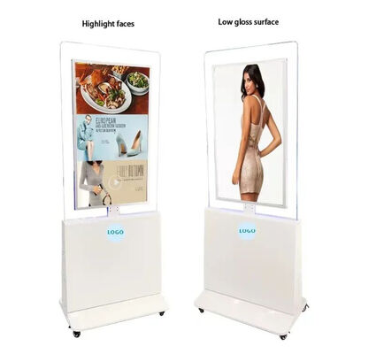 Sinalização digital de vidro QLED de 55 polegadas com 350 Cd/m2 de brilho Display de publicidade de piso de dois lados