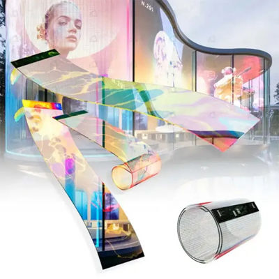 Ecrã de filme LED flexível Ecrã transparente flexível com resistência à água IP65 para solução visual de exposição / outdoor / varejo
