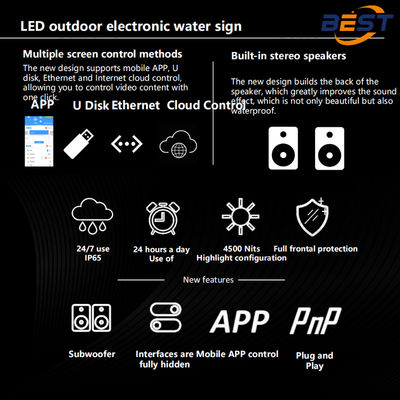 Painel de menus digitais ao ar livre com bateria de 4500Nits IP65 impermeável e ampla faixa de temperatura -25°C~55°C