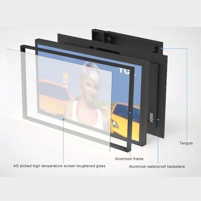 Sinalização digital à prova d'água IP66 exterior 55 polegadas 5000nit UHD Alumínio de liga de grau de aviação