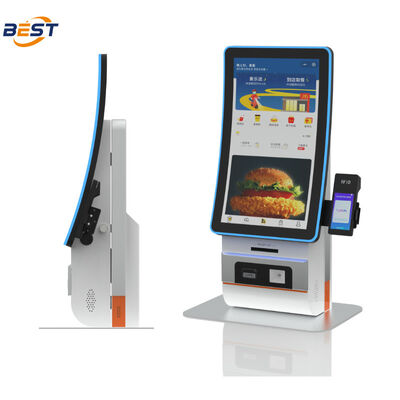 Quiosque de pedidos de autoatendimento montado na parede com 10 pontos de toque capacitivo e sistema POS Android para restaurantes