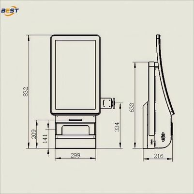 Quiosque de pedidos de autoatendimento montado na parede com sistema POS para bar restaurante varejo Android
