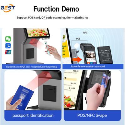 21.5 polegadas Capacitive Touch Screen Self-Service Kiosk de encomenda com Android / Windows OS e Barcode Scanner & Printer de recibos