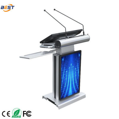 Podium multimídia elétrico com 23.6 polegadas de toque AIO e aço inoxidável e avião alumínio Smart Lectern