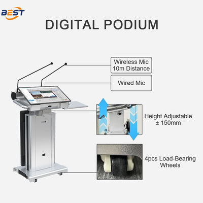 Smart Lectern com 150 mm de altura máxima de elevação e opcional 32 polegadas Smart Kiosk Screen Ângulo de tela ajustável 10-40 °