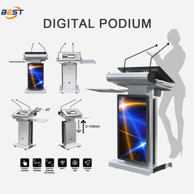 Smart Lectern com 150 mm de altura máxima de elevação e opcional 32 polegadas Smart Kiosk Screen Ângulo de tela ajustável 10-40 °