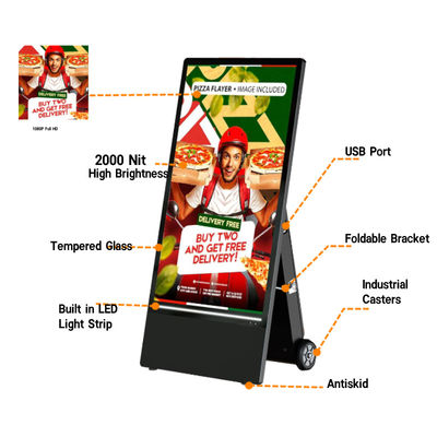 Outdoor LCD Digital Signage with 1080*1920 Max Resolution AC/12V100-240V Input and WiFi/3G/LAN Network