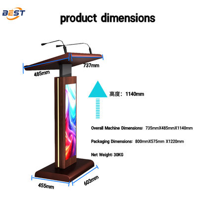 Digital Podium Smart Lectern com 21,5 Inch Display Multi Points Foil Touch e Publicidade TV Display Screen