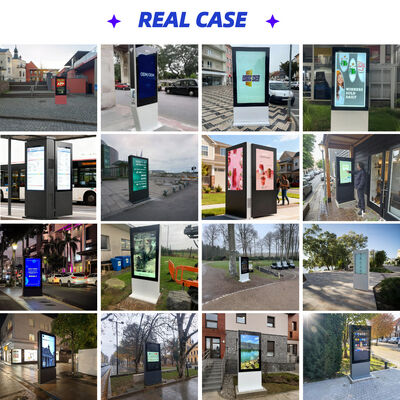 Sinalização digital LCD exterior de dois lados com toque capacitivo de 10 pontos e certificação CE/CCC/FCC/ROHS/ISO9001
