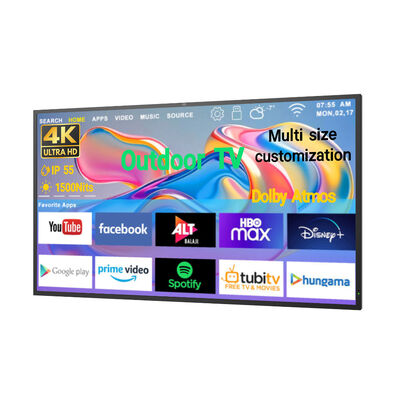 Display de sinalização digital para TV externa IP55/IP66 à prova d'água para todos os climas, alto brilho, 1500-3000cd/m2, display comercial