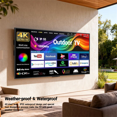 IP55/IP66 TV exterior à prova d'água com resolução 4K Ultra HD e alto brilho de 1500-3000nits para exibição comercial