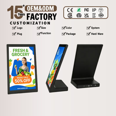 Tela Digital de Publicidade de Mesa Tipo L com Tamanhos de 10,1" 14,1" 15,6" Resolução 1920×1080 e Tela Capacitiva Multitoque