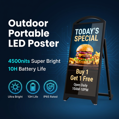 P2.5 Display móvel LED exterior com 4500 nit de alto brilho e sinal LED portátil alimentado por bateria de 65000 mAh