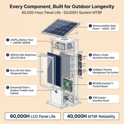 Tela publicitária LED movida a energia solar | 1500-2000nit legível à luz solar