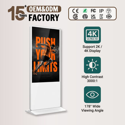 55 polegadas Indoor LCD Digital Signage Touchscreen Totem Kiosk com Android OS 500 Cd/m2 Brilho