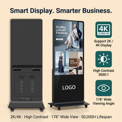 55 polegadas Indoor LCD Digital Signage Touchscreen Totem Kiosk com Android OS 500 Cd/m2 Brilho