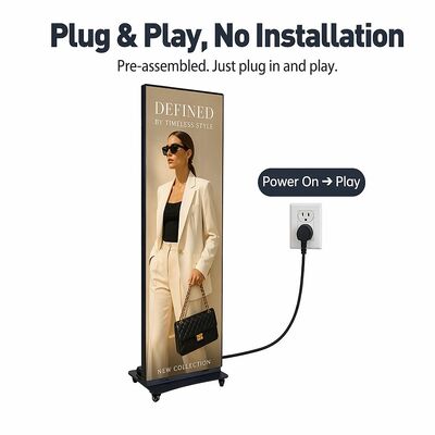 P1.86 Display de cartazes LED dobráveis portáteis interiores 640x1920mm