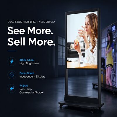 High Brightness 3000 Nits Dual Face Digital Signage Display 55 Inch Auto Light Sensor 7x24H Advertising Screen