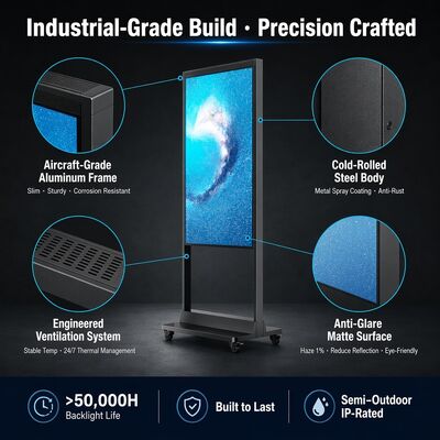 43-65 Inch Double Sided LCD Digital Signage 3000cd m2 Floor Stand Wire Hanging Side Bracket Mount Advertising Display
