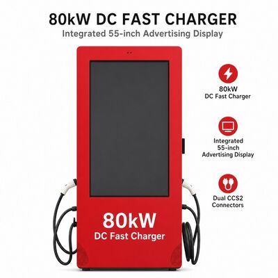 Estação de carregamento rápido de 80kW CC CCS1 CCS2 Ecrã de publicidade LCD exterior OCPP 1.6J 150-1000V