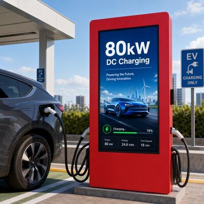 Estação de carregamento rápido de 80kW CC CCS1 CCS2 Ecrã de publicidade LCD exterior OCPP 1.6J 150-1000V