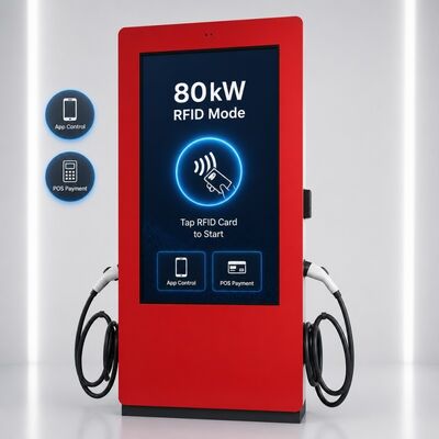 Estação de carregamento rápido de 80kW CC CCS1 CCS2 Ecrã de publicidade LCD exterior OCPP 1.6J 150-1000V