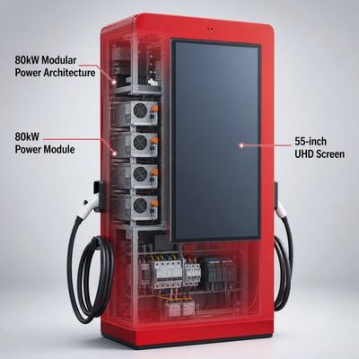Estação de carregamento rápido de 80kW CC CCS1 CCS2 Ecrã de publicidade LCD exterior OCPP 1.6J 150-1000V
