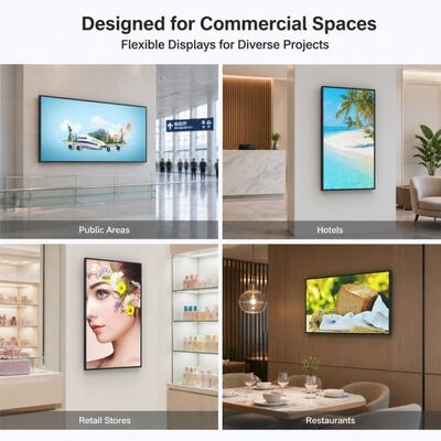 43 49 55 65 75 polegadas de parede montada caixa de luz tela 4K Android publicidade display 2000 Nits