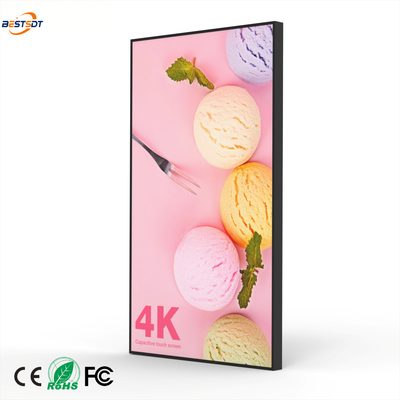 43 49 55 65 75 polegadas de parede montada caixa de luz tela 4K Android publicidade display 2000 Nits