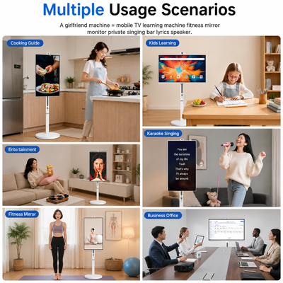 Tela Inteligente Móvel com Bateria de 32 Polegadas Android 13, Sinalização Digital Touch IPS 4K 8GB 128GB