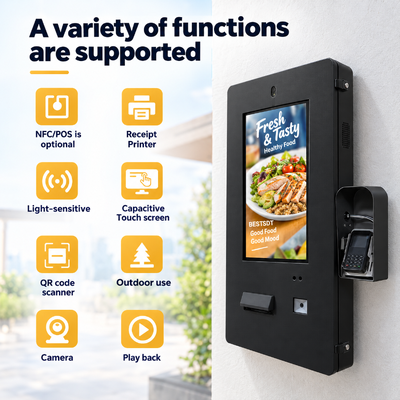 High Brightness Sunlight Readable Outdoor Ordering Machine 21.5 Inch IP65 Waterproof Wall Mounted