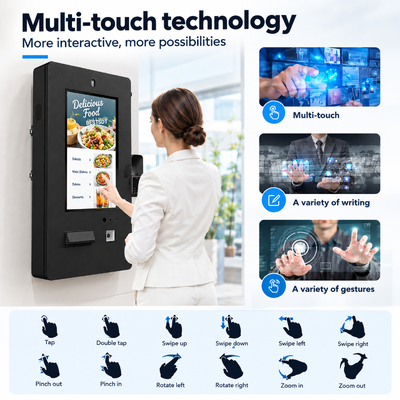 High Brightness Sunlight Readable Outdoor Ordering Machine 21.5 Inch IP65 Waterproof Wall Mounted