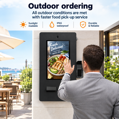 Android Windows Outdoor Ordering Kiosk Terminal montado na parede para projetos de restaurantes por atacado