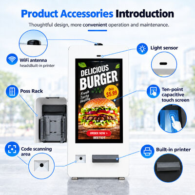 IP65 Outdoor Self-Service Ordering Payment Kiosk 10-Point Capacitive Touch Android Windows