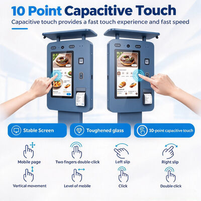 55 Inch Outdoor Digital Ordering Kiosk IP65 Waterproof 3000 Nits Touch Screen Self Service Terminal for Drive Thru QSR